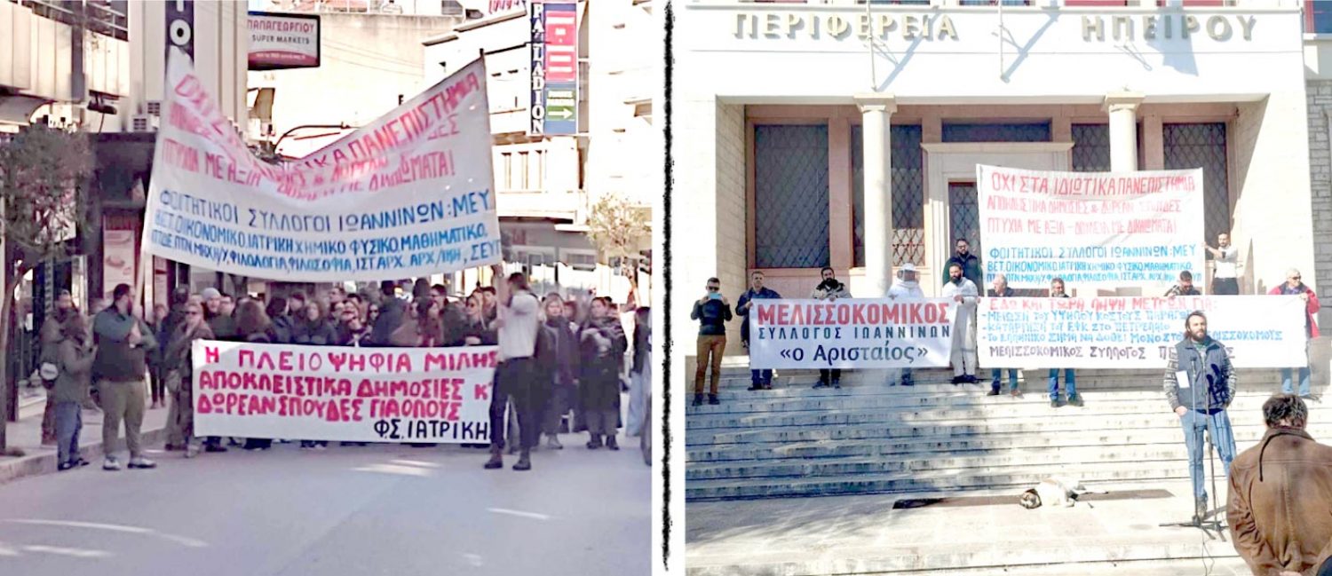Μαζικά συλλαλητήρια στα Γιάννενα από φοιτητές και μελισσοκόμους!