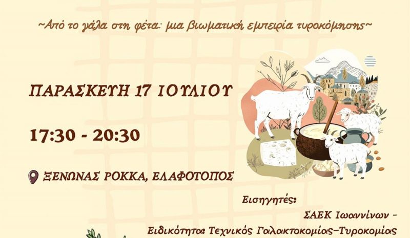Δωρεάν βιωματικά εργαστήρια για τυροκομία και ζαγορίσια μαγειρική