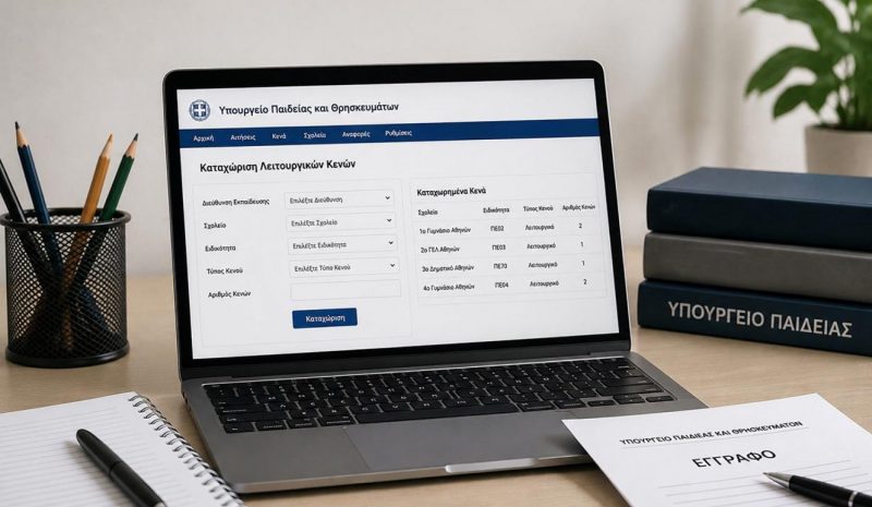 Ηλεκτρονική καταχώριση των  λειτουργικών κενών στα σχολεία